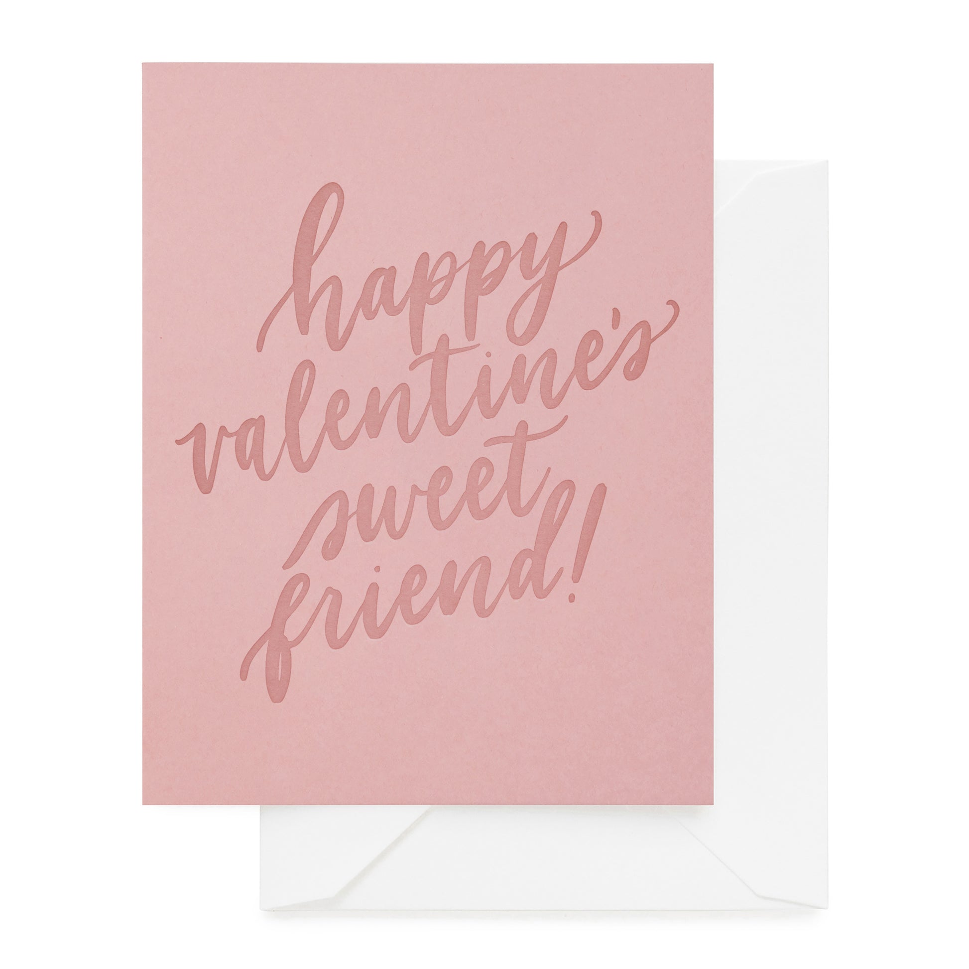 rose greeting card with 'happy valentine's sweet friend' and white envelope