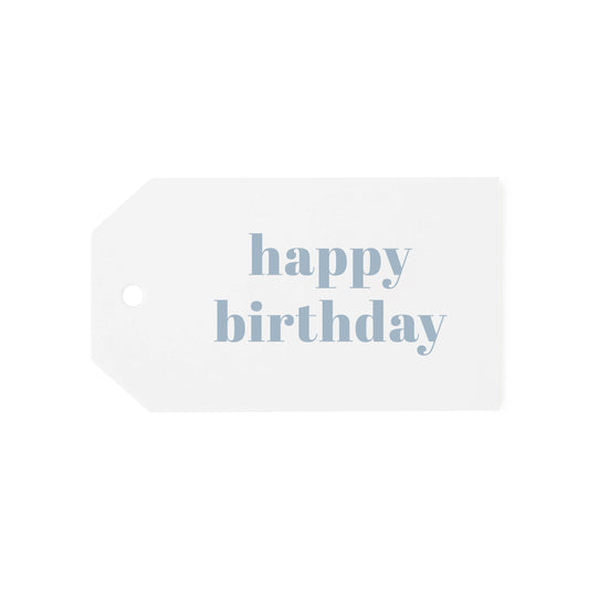 happy birthday gift tag with blue ink