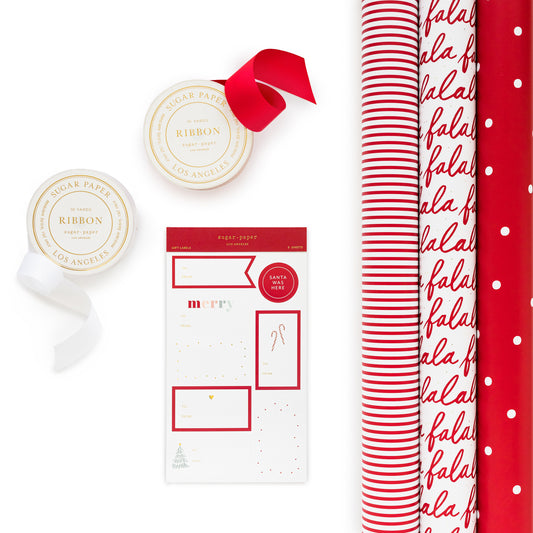 Red Holiday Gift Wrapping Kit