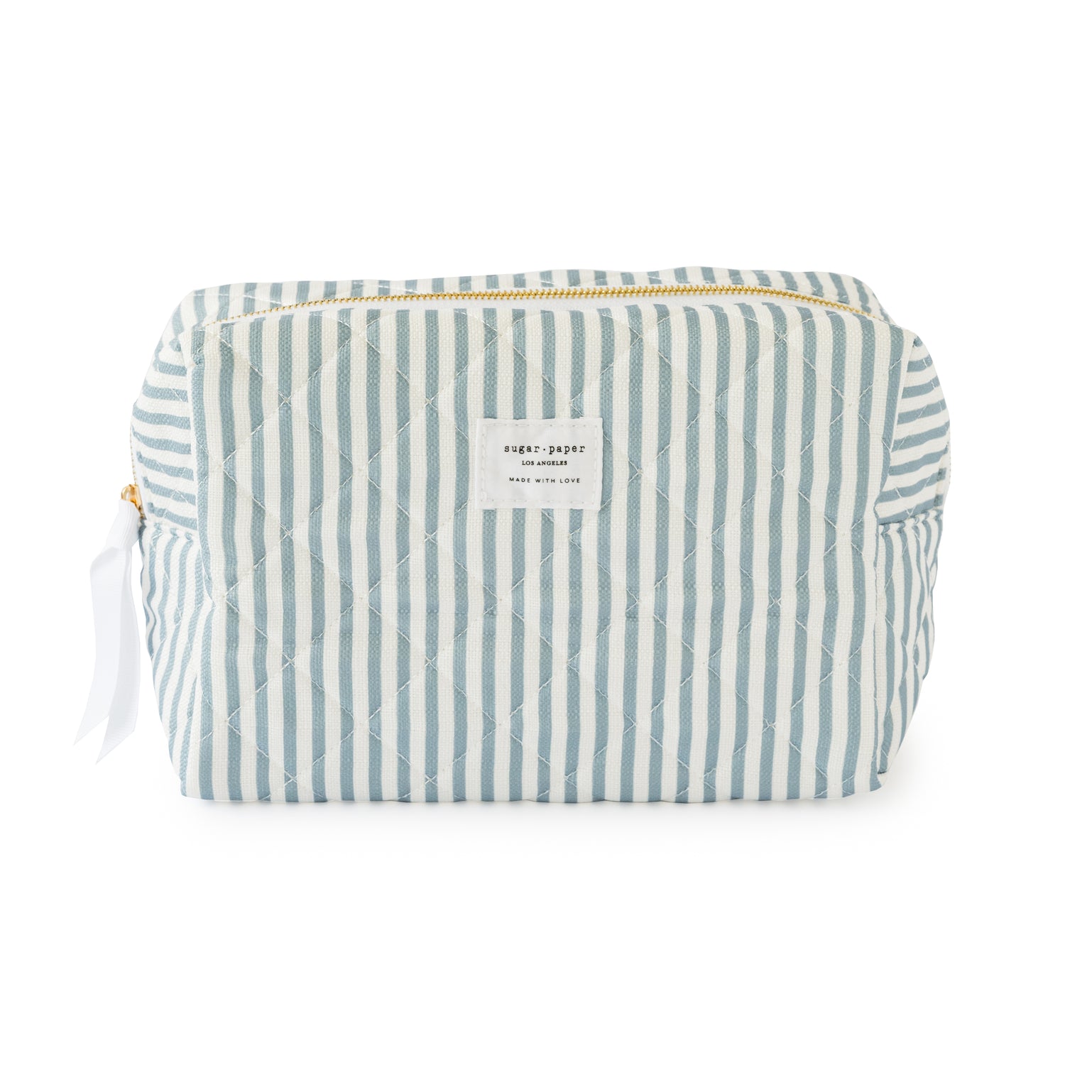 blue stripe large cosmetic pouch}