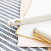 White Felt Tip Pen with Gold Logo