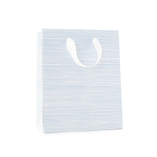 Blue and White Stripe Gift Bag with white handles