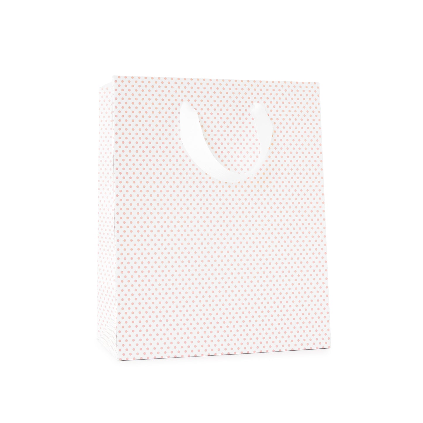 Rose pink dot gift bag with white handles