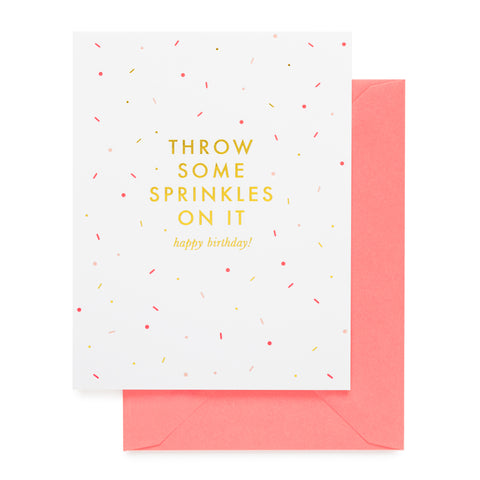 throw some sprinkles on it card with neon envelope
