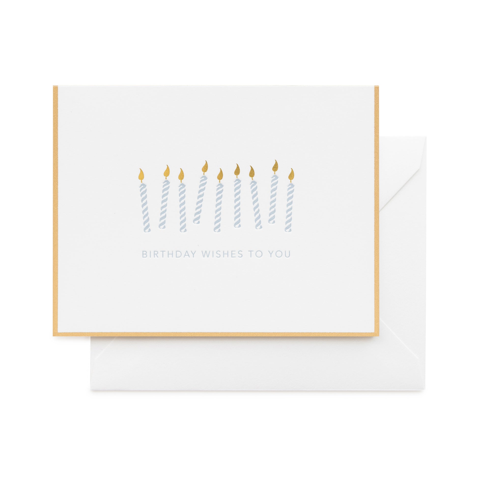 White, Gold and Pale Blue Birthday Card