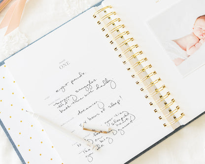 Interior of month one of baby book