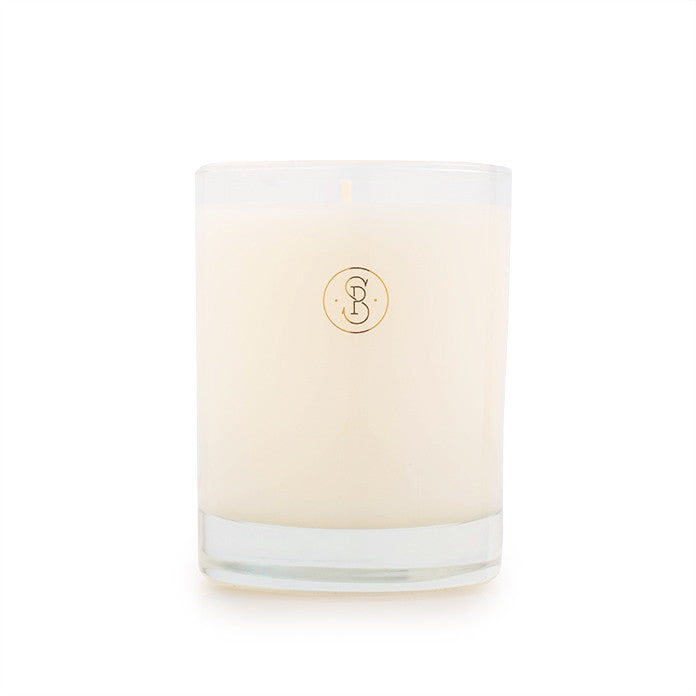 Glass candle with SP logo in gold foil