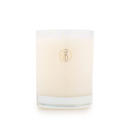 Glass candle with SP logo in gold foil