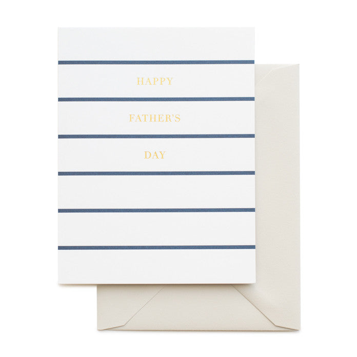 Navy and white stripe father's day card with grey envelope