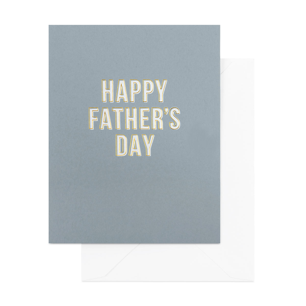 Slate blue happy father's day card with white and gold foil