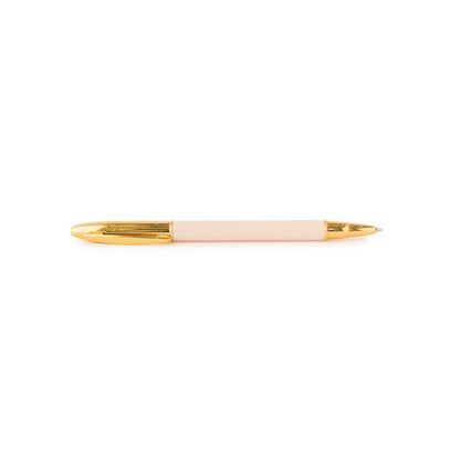 pale pink signature pen with cap off showing ballpoint