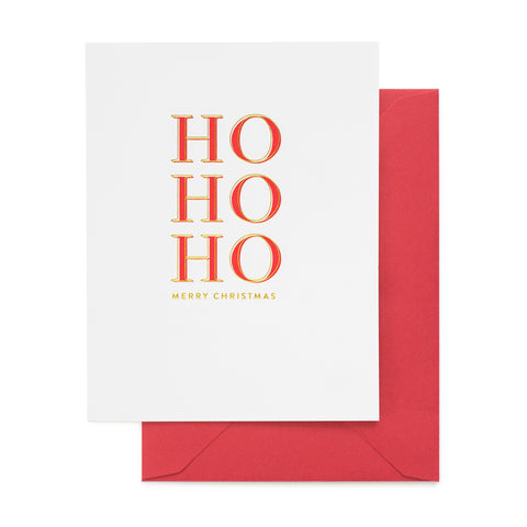 Ho Ho Ho Merry Christmas Red and White Card