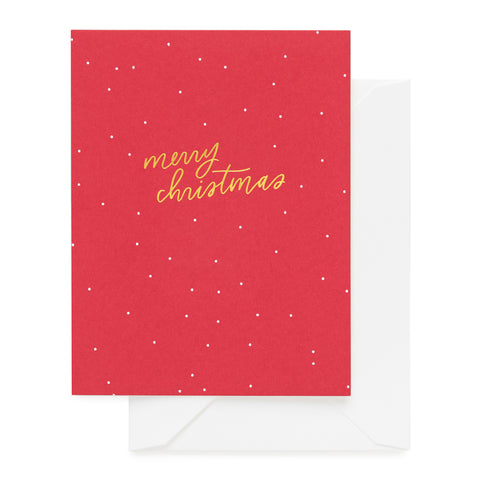 Red with white dot and gold foil merry christmas card