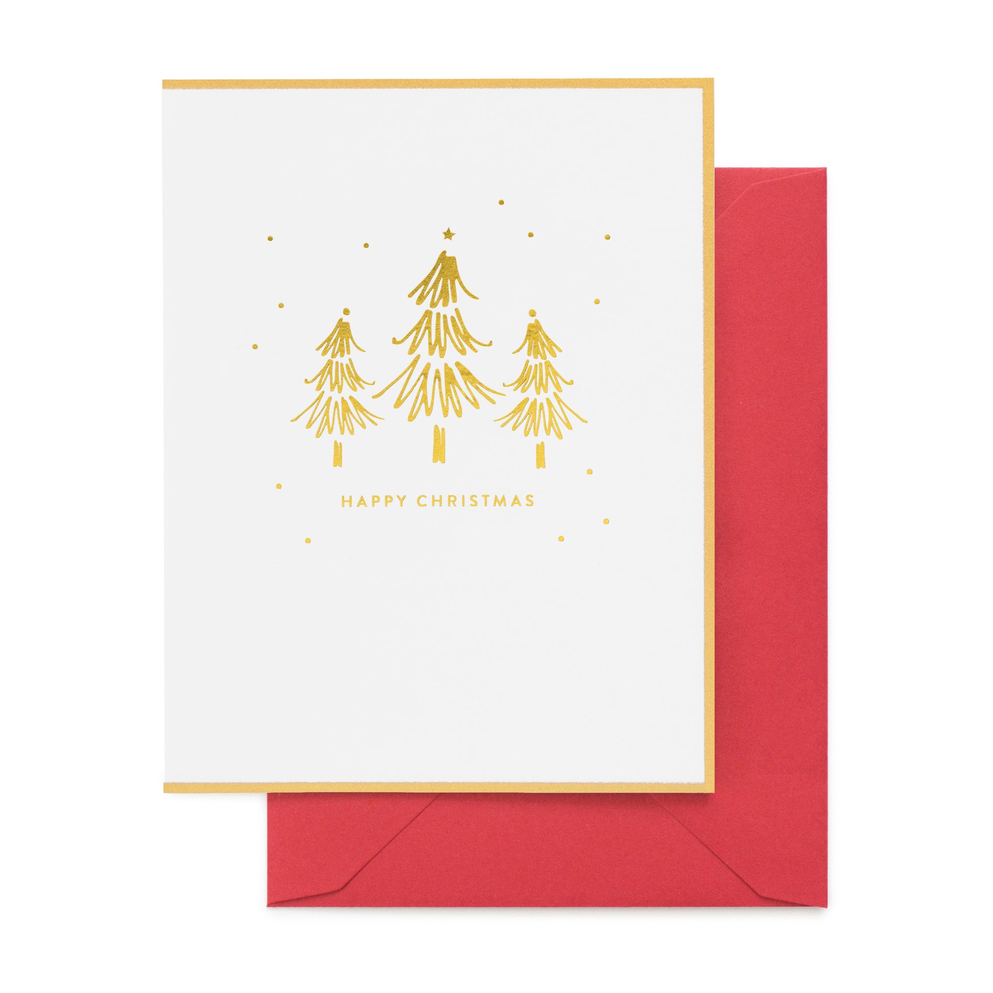 Gold Christmas Tree Happy Christmas Card
