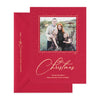 Red holiday photo card with gold foil "Merry Christmas"