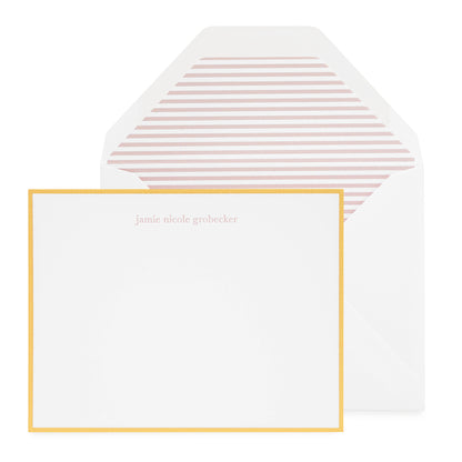 Dusty rose and gold stationery with striped liner