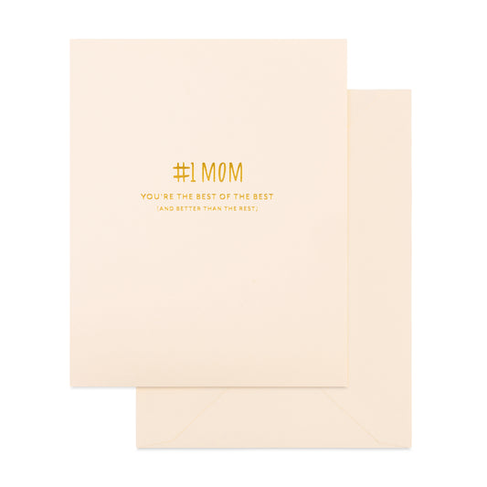 pale pink card with gold foil #1 mom you're the best of the best and better than the rest, pale pink envelope