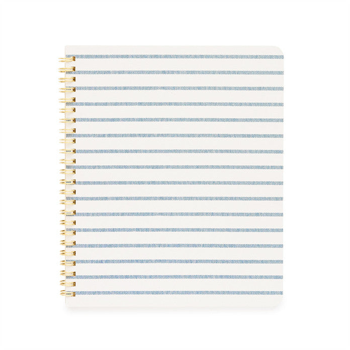 Blue and white stripe spiral notebook