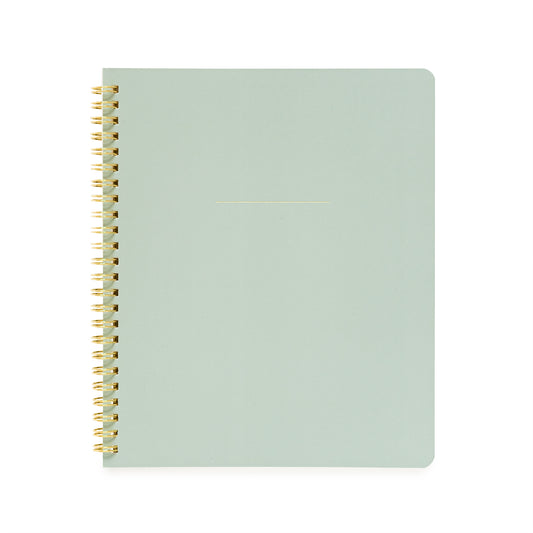 Office green spiral notebook with gold foil details