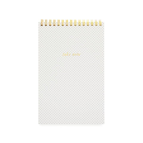 Top Spiral Notebook, White + Black Pindot