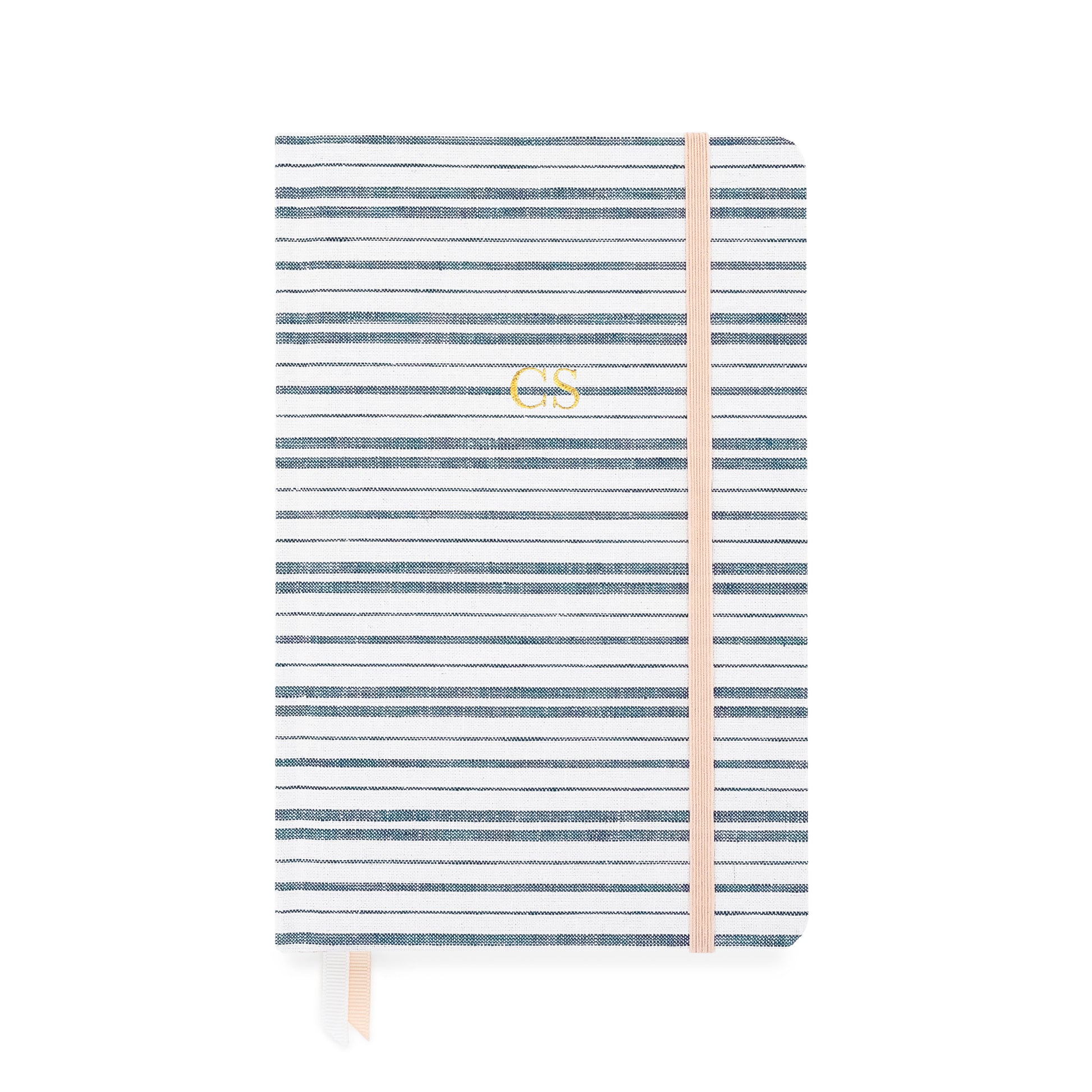 chambray stripe essential journal with monogram