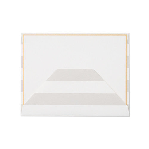 Gold Bordered Note Card Set with Grey Stripe Envelope