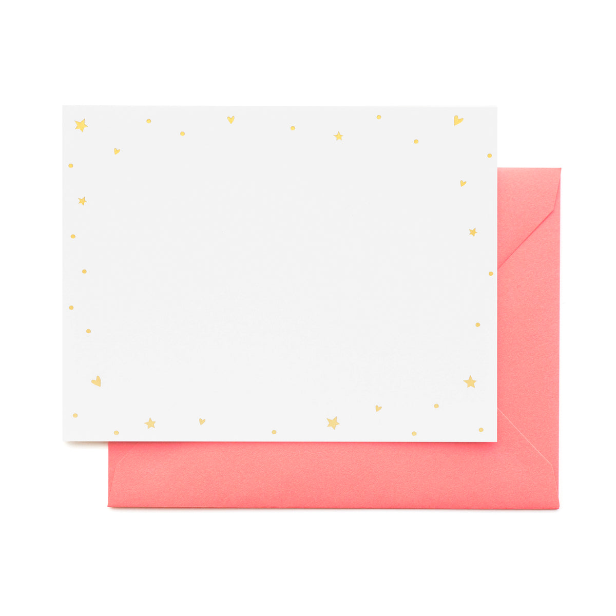 Star and heart note set with neon coral envelope