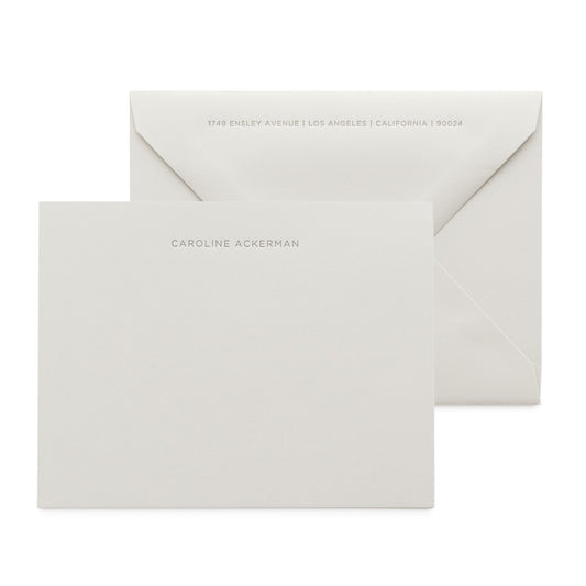 Grey custom stationery with dark grey ink