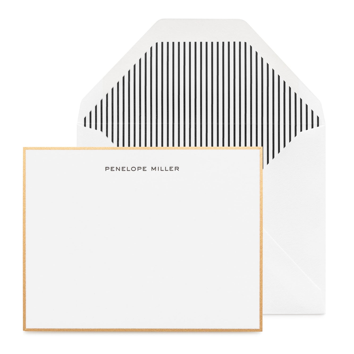 Black and white custom stationery with stripe liner}