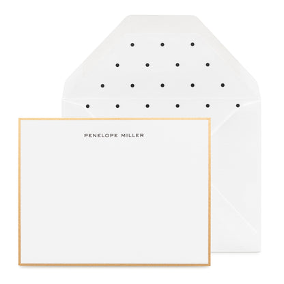Black and white custom stationery with gold border and dot liner