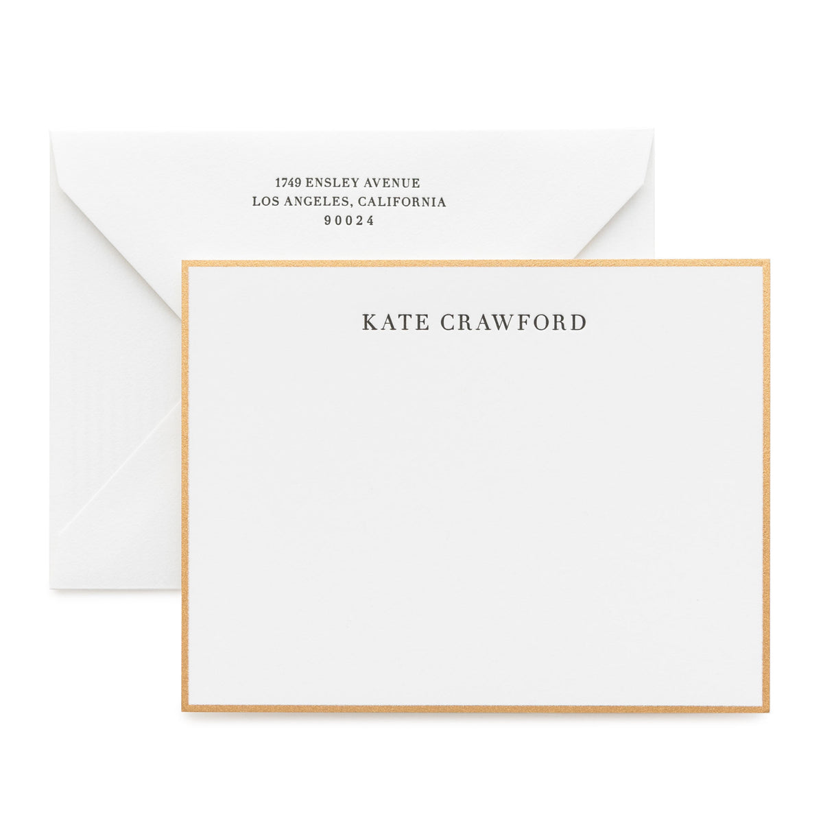 Black and white custom stationery with gold border
