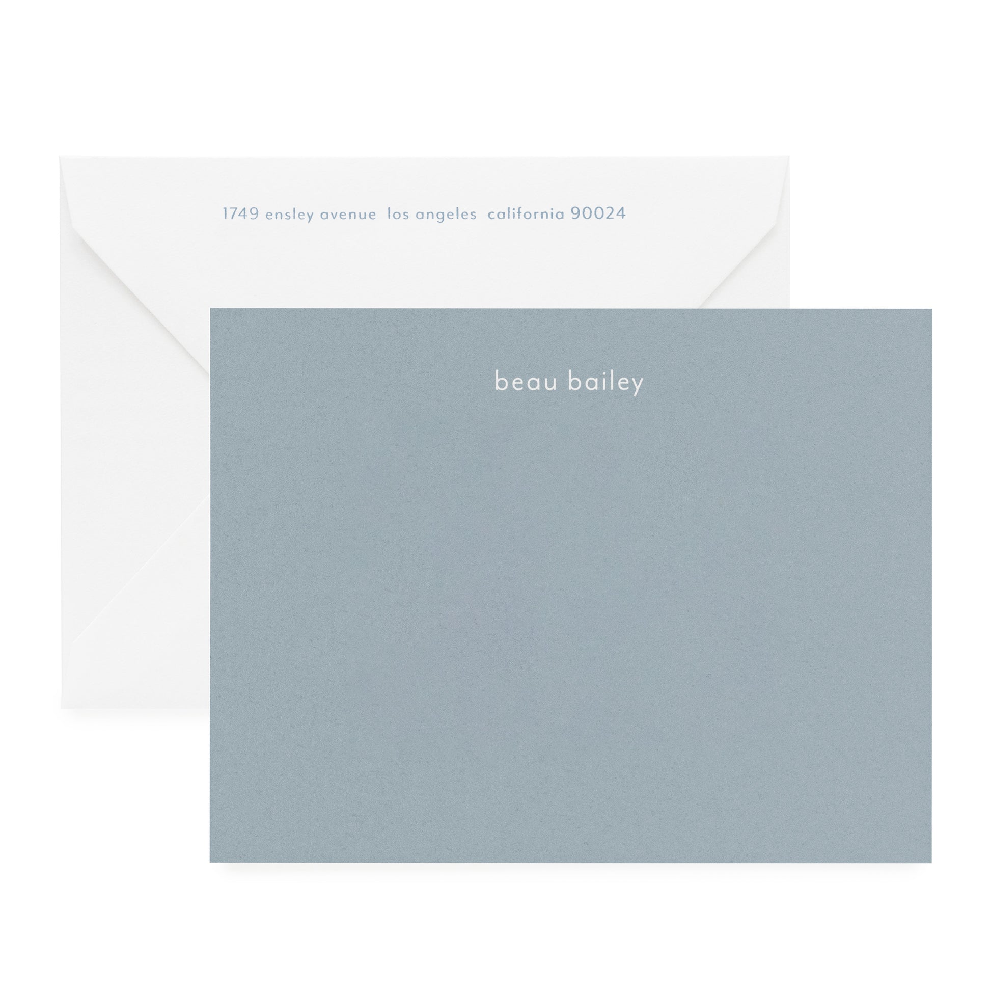 Slate blue stationery with white envelope