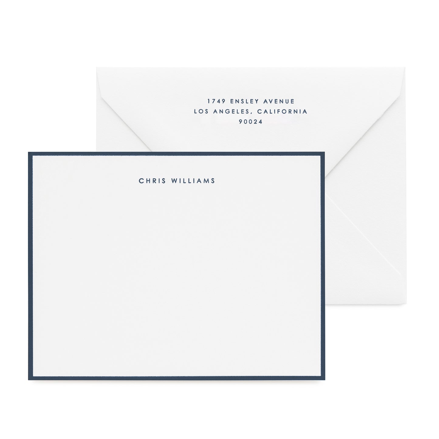 Navy and white stationery set with navy hand painted border