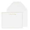 Personalized stationery with gold foil name and grey border