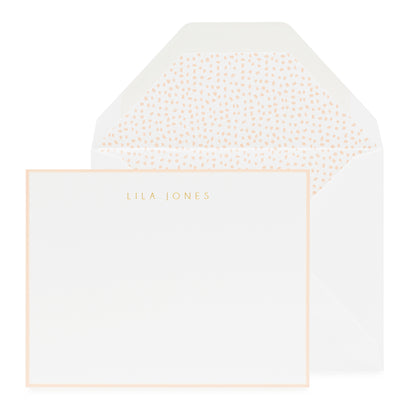 Pale pink and gold custom stationery with speckle liner
