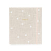Flax and white dot fabric address book with gold foil POST printed