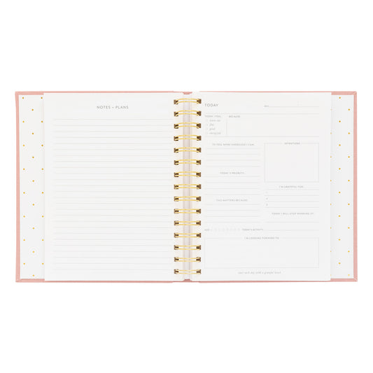 Interior today and notes page of mindful journal