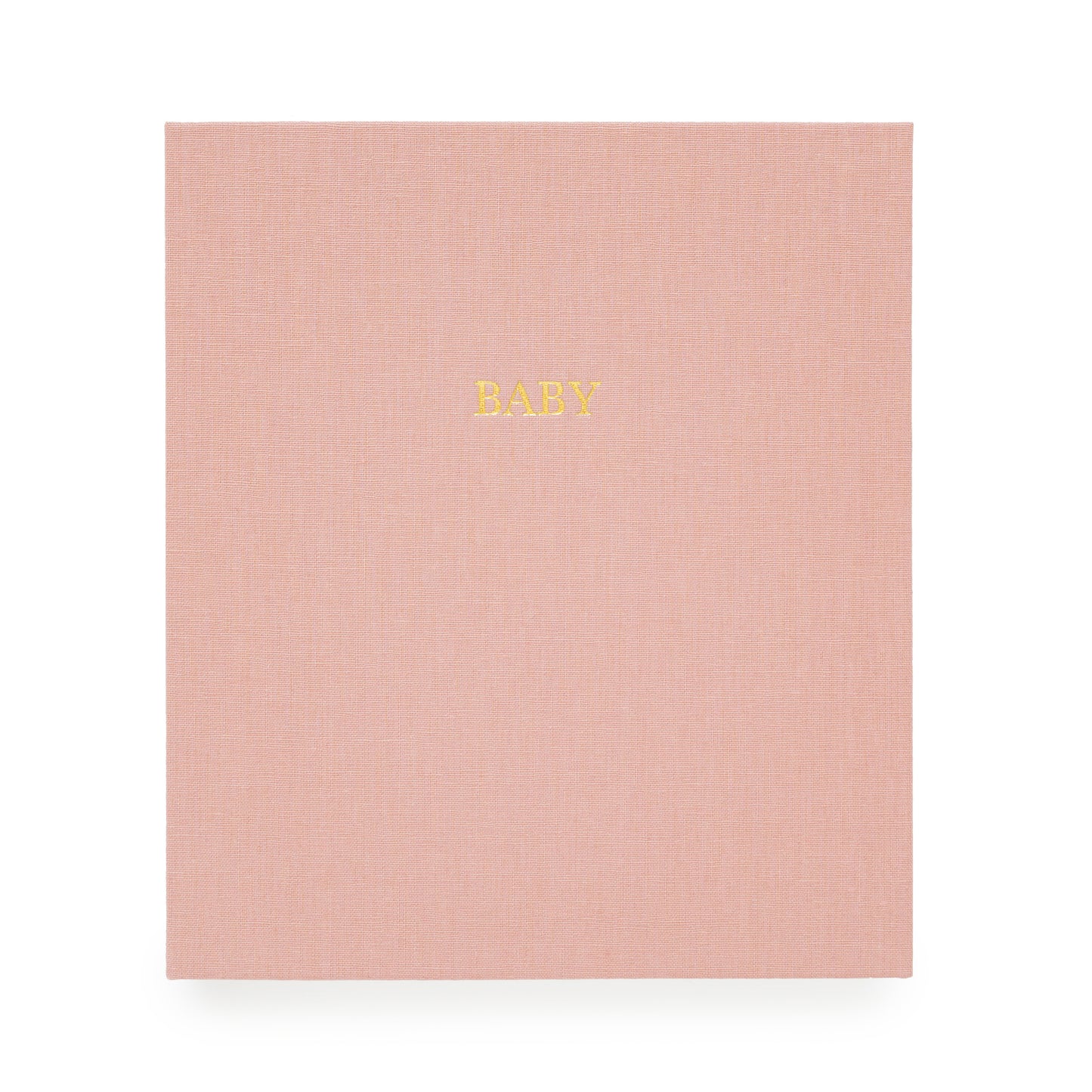 Rose Linen Fabric Baby Book with Gold Foil Baby Book Printed on Cover