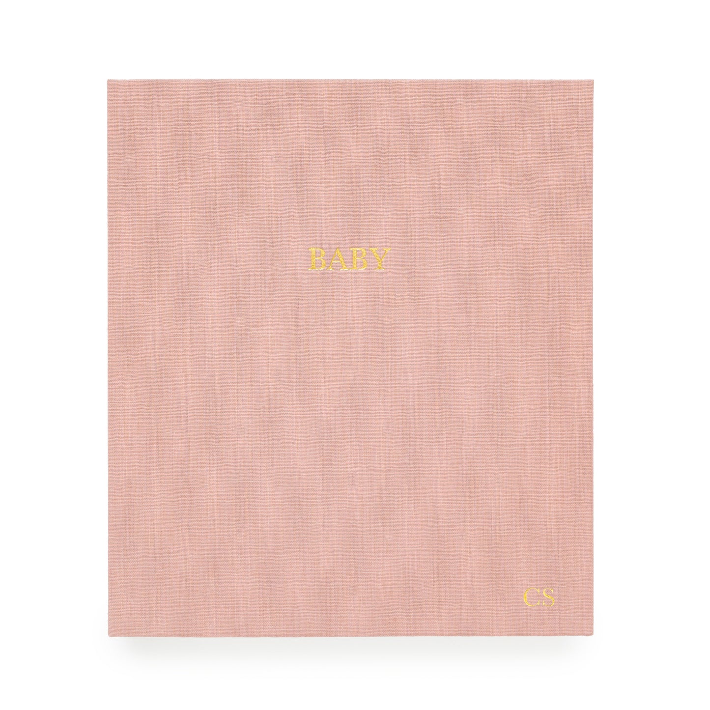 Rose Linen Baby Book with gold foil baby printed