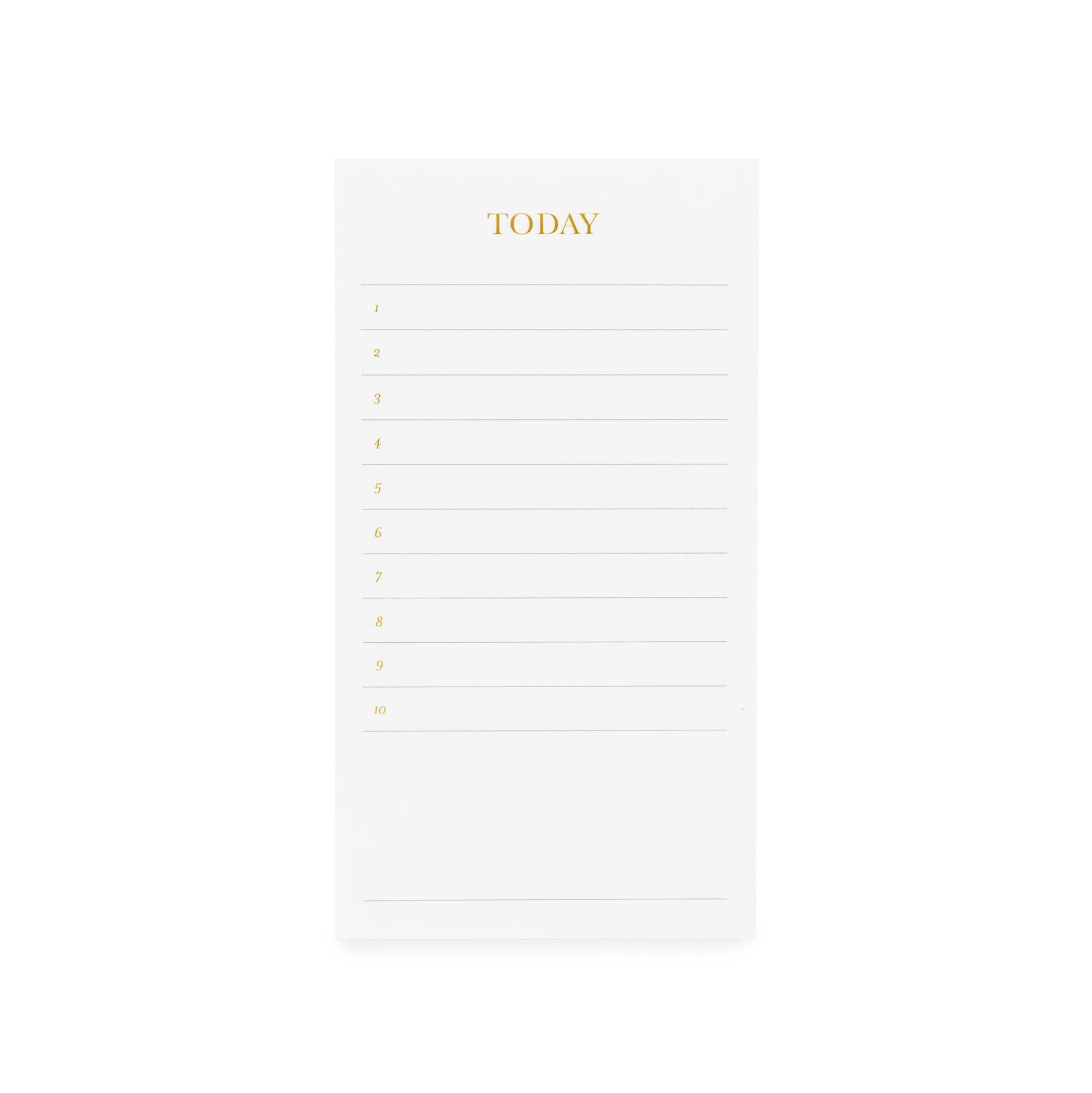 small white today pad with gold foil details