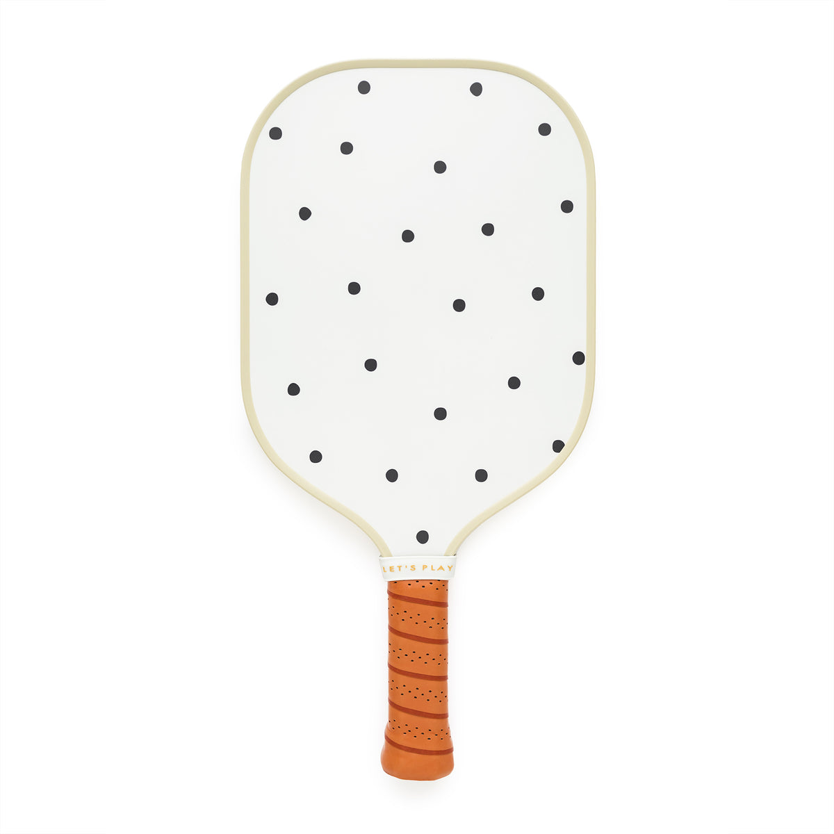 black polka dot pickleball paddle