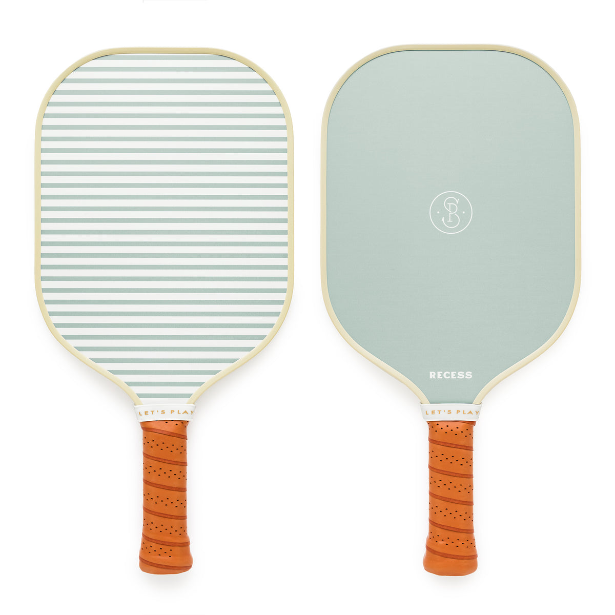 front and back view of green stripe pickleball paddle