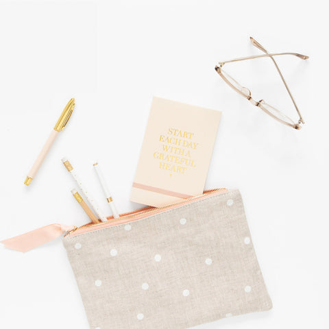 Signature Pouch, Flax Dot