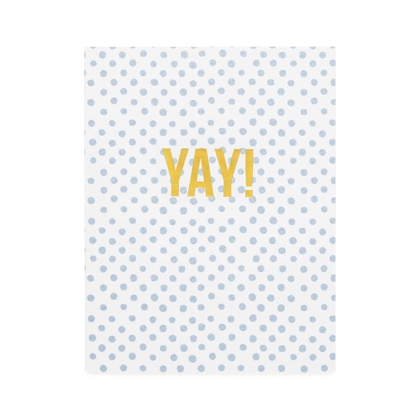 white card with blue polka dots and gold foil yay!