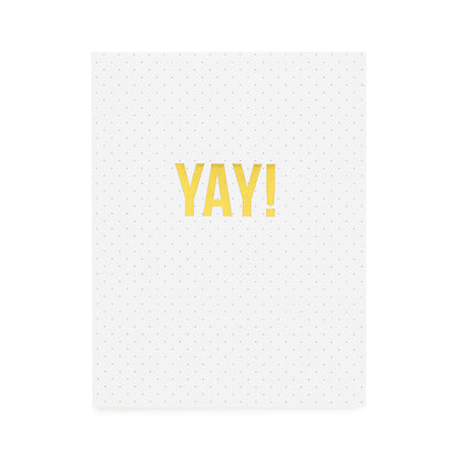 white card with black pindot print and gold foil yay!