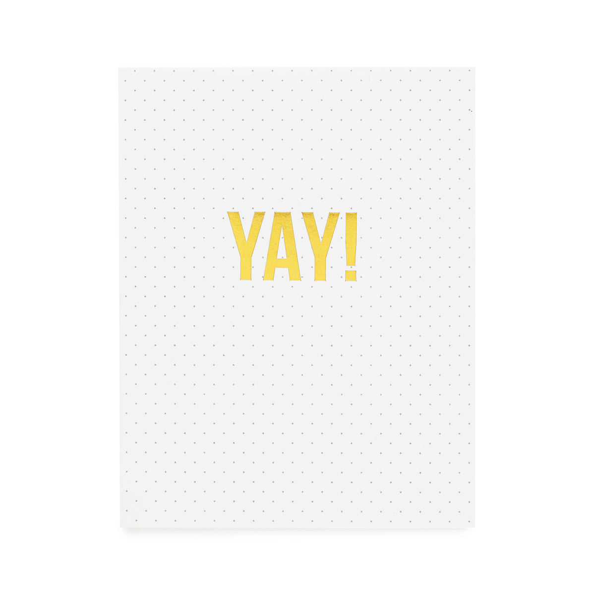 white card with black pindot print and gold foil yay!