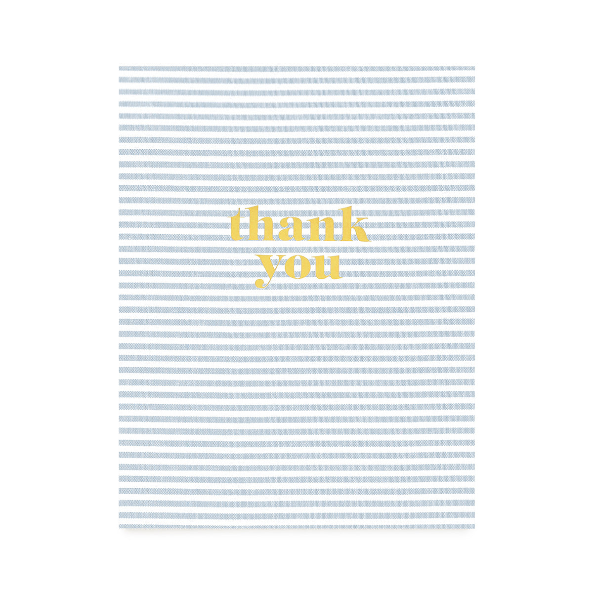 blue ticking stripe thank you card with gold text