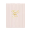 pink stripe thank you card with gold script