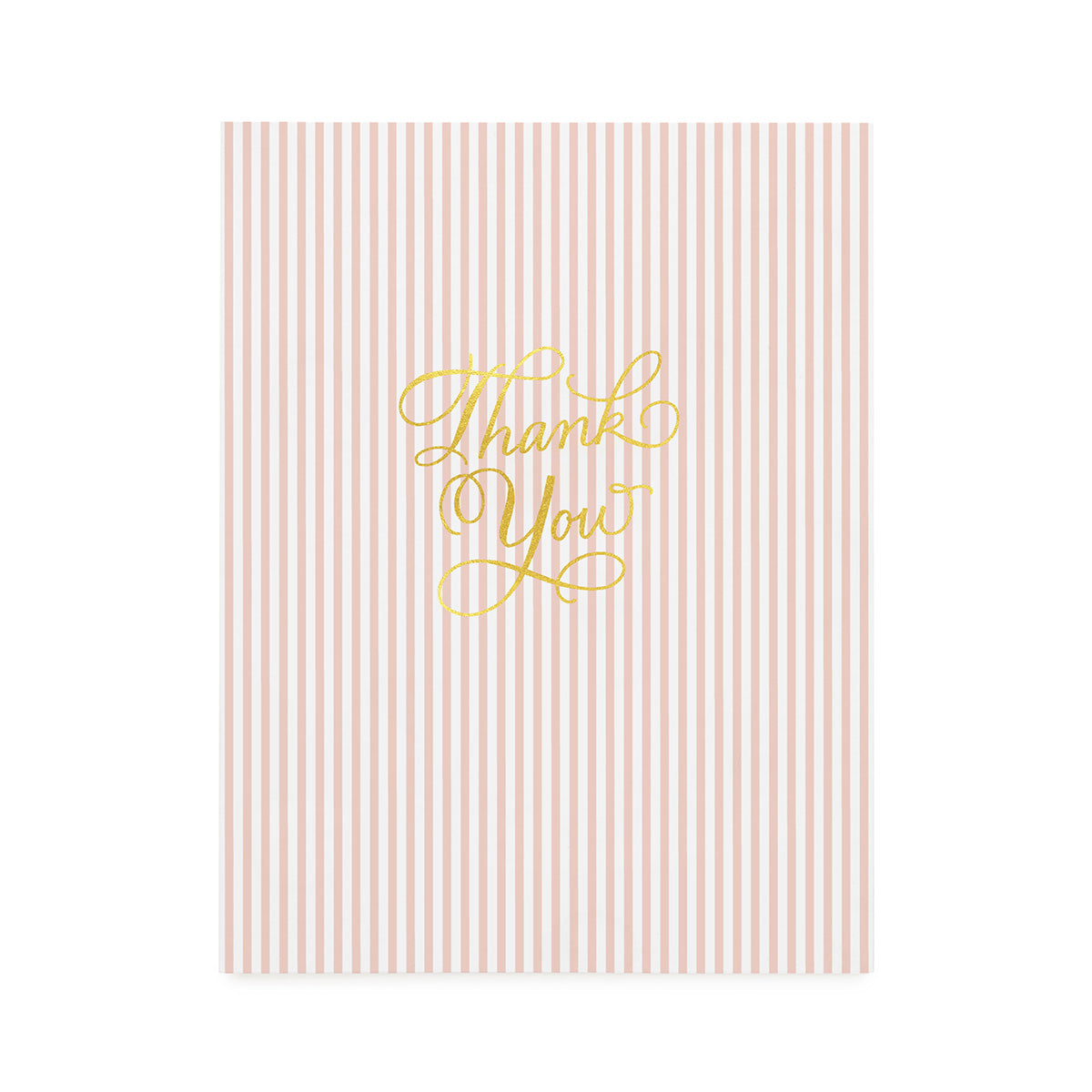 pink stripe thank you card with gold script