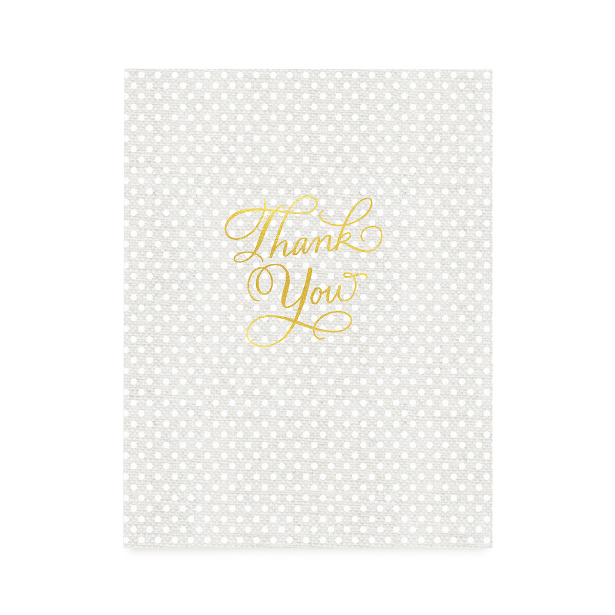 grey dot thank you card with gold script